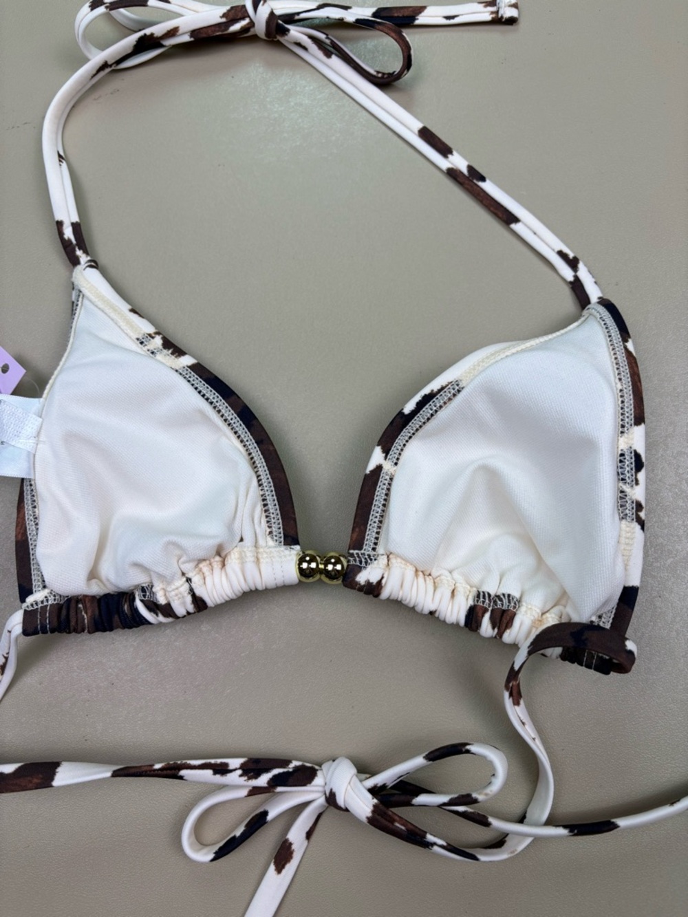 wild fable Brown and White Animal Print Triangle Bikini Top - Picture 7 of 7